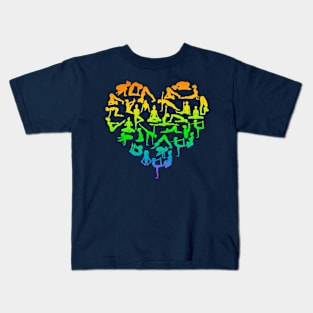 Rainbow Yoga Poses Heart Kids T-Shirt